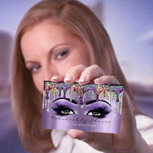 Makeup Artist Brow Eyelash Tropfen Violet Holograp Visitenkarte