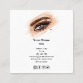 Makeup Artist Brown Eyes Long Lashes Quadratische Visitenkarte (Rückseite)