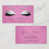 Makeup Artist Brown Lashes Glitzer Grau Pink Rose Visitenkarte (Vorne/Hinten)