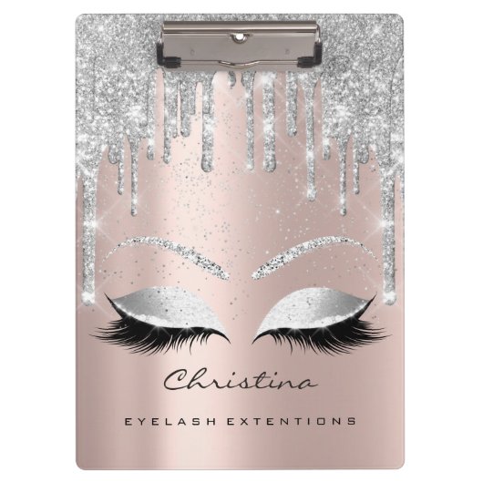 Makeup Artist Browns Lashes Spark Confetti Grau Klemmbrett (Vorderseite)