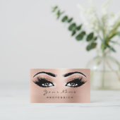 Makeup Artist Brows Eyes Lashes Glitzer Peach Rose Visitenkarte (Stehend Vorderseite)