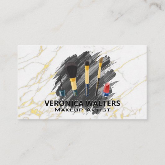 Makeup Artist Brushes | Stilvoller Goldmarmor Treuekarte (Vorderseite)