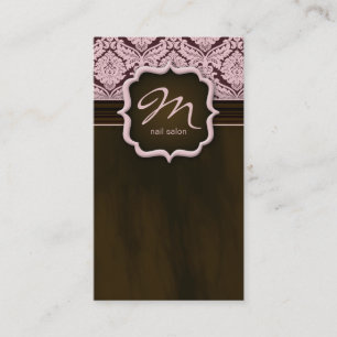 Makeup Artist Business Card Damask Pink Brown Visitenkarte