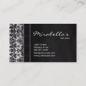 Makeup Artist Business Card Damask Silber Schwarz Visitenkarte (Rückseite)