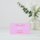 MAKEUP ARTIST BUSINESS CARD PINK AND RED VISITENKARTE (Stehend Vorderseite)