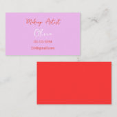 MAKEUP ARTIST BUSINESS CARD PINK AND RED VISITENKARTE (Vorne/Hinten)