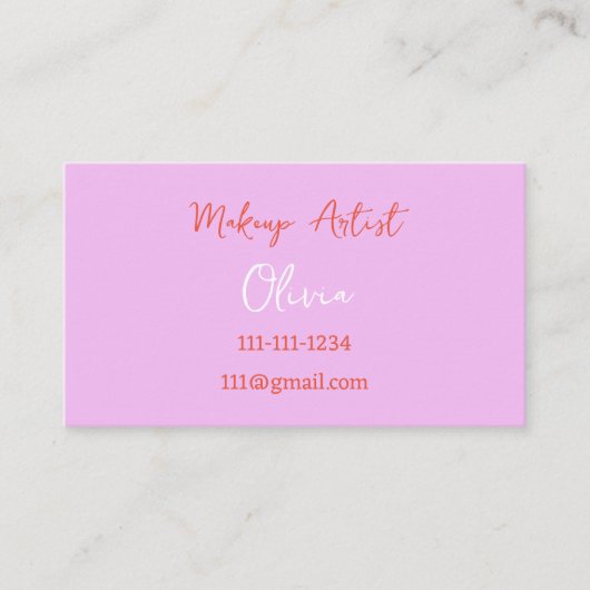 MAKEUP ARTIST BUSINESS CARD PINK AND RED VISITENKARTE (Vorderseite)