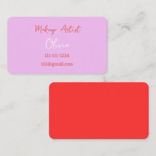 MAKEUP ARTIST BUSINESS CARD PINK AND RED VISITENKARTE