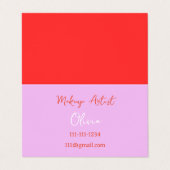 MAKEUP ARTIST BUSINESS CARD PINK AND RED VISITENKARTEN (Außenseite Aufgefaltet)