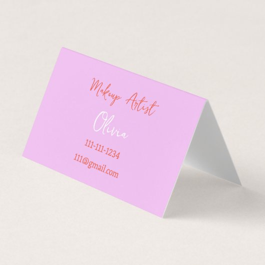 MAKEUP ARTIST BUSINESS CARD PINK AND RED VISITENKARTEN (Vorderseite)