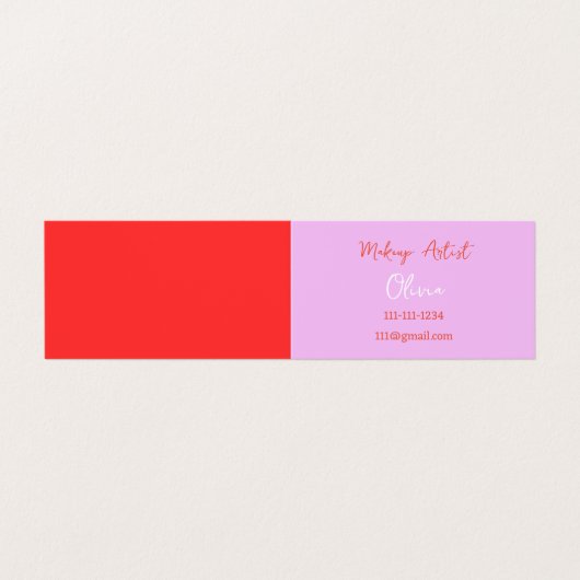 MAKEUP ARTIST BUSINESS CARD PINK AND RED VISITENKARTEN (Außenseite Aufgefaltet)