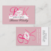Makeup Artist Business Card Pink Initial Monogram Visitenkarte (Vorne/Hinten)
