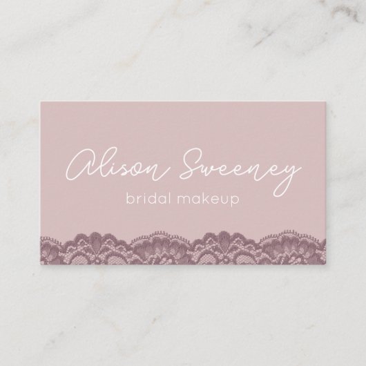 Makeup Artist Business Card Rose und Spitze Visitenkarte (Vorderseite)