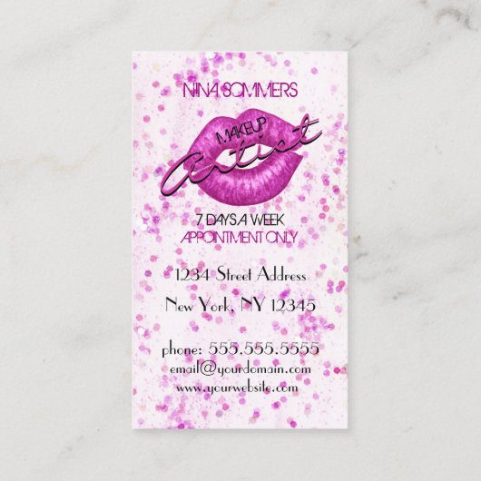 Makeup Artist Business Card Visitenkarte (Rückseite)