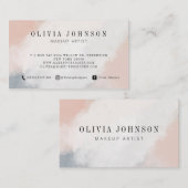 Makeup Artist Business Cards Blush Rose Grau Creme Visitenkarte (Vorne/Hinten)