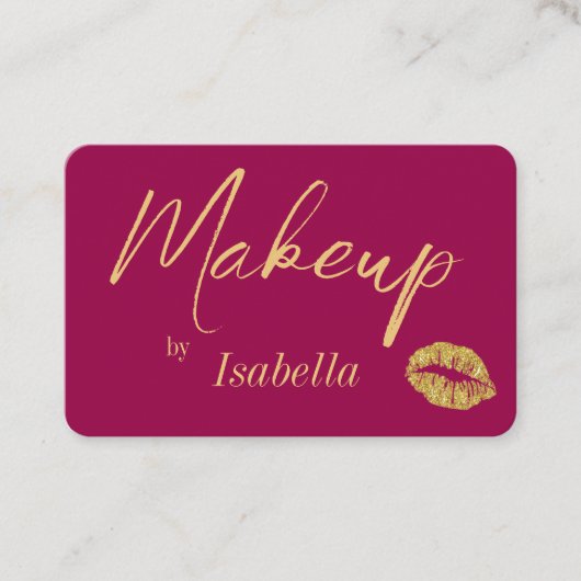 Makeup Artist Business Cards - Gold und Rosa Visitenkarte (Vorderseite)