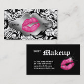 Makeup Artist Business Cards Leaf Lips Silver Visitenkarte (Vorne/Hinten)