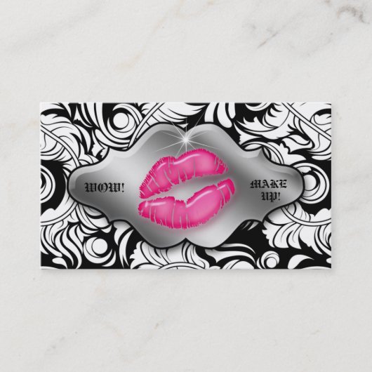 Makeup Artist Business Cards Leaf Lips Silver Visitenkarte (Vorderseite)