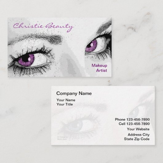 Makeup Artist Business Cards Visitenkarte (Vorne/Hinten)