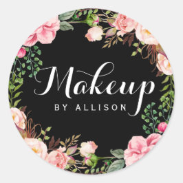 Makeup Artist Calligraphy Script Floral Wrapping Runder Aufkleber
