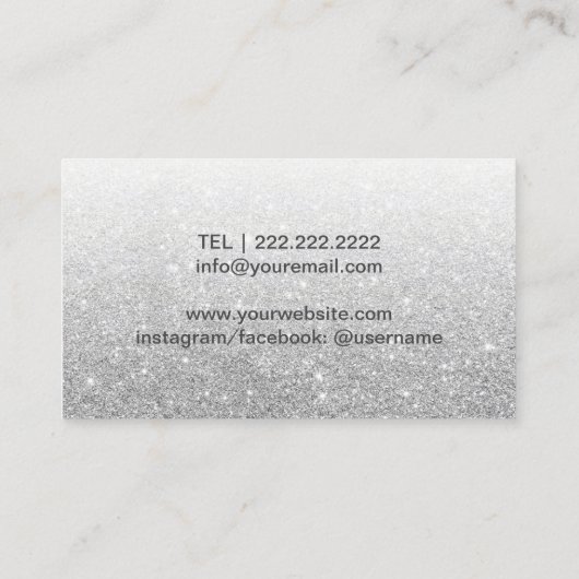Makeup Artist Chic Blue Lips Modern Silver Glitzer Visitenkarte (Rückseite)