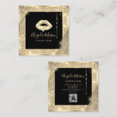 Makeup Artist Chic Einzigartiger Salon QR Code Bla Quadratische Visitenkarte (Vorne/Hinten)