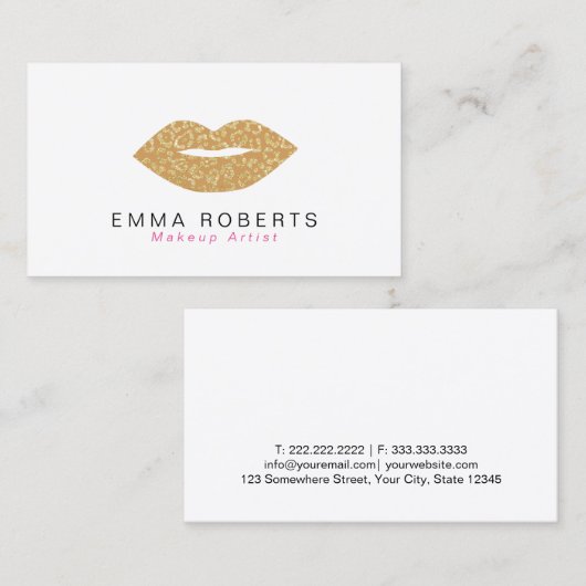 Makeup Artist Chic Gold Leopard Drucklippen Visitenkarte (Vorne/Hinten)
