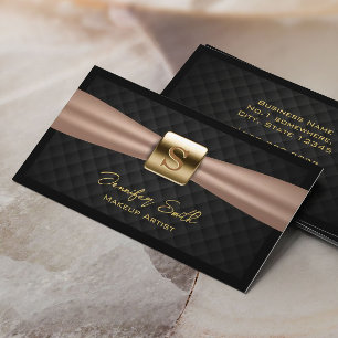 Makeup Artist Chic Gold Monogram Diamond Quilts Visitenkarte