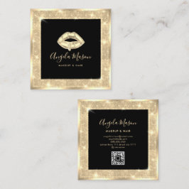Makeup Artist Chic Salon QR Code Black Gold einzig Quadratische Visitenkarte