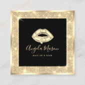 Makeup Artist Chic Salon QR Code Black Gold einzig Quadratische Visitenkarte (Vorderseite)
