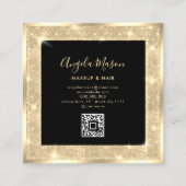 Makeup Artist Chic Salon QR Code Black Gold einzig Quadratische Visitenkarte (Rückseite)