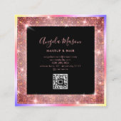 Makeup Artist Chic Salon QR Code Unique Square Bus Quadratische Visitenkarte (Rückseite)