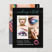 Makeup Artist Comp Card Postkarte (Vorne/Hinten)