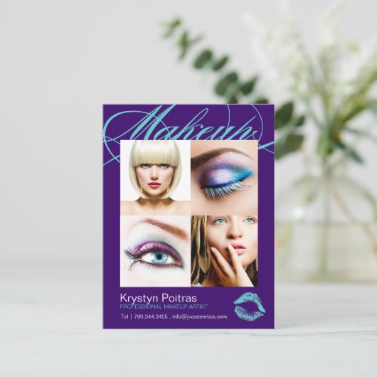 Makeup Artist Comp Card Postkarte (Stehend Vorderseite)