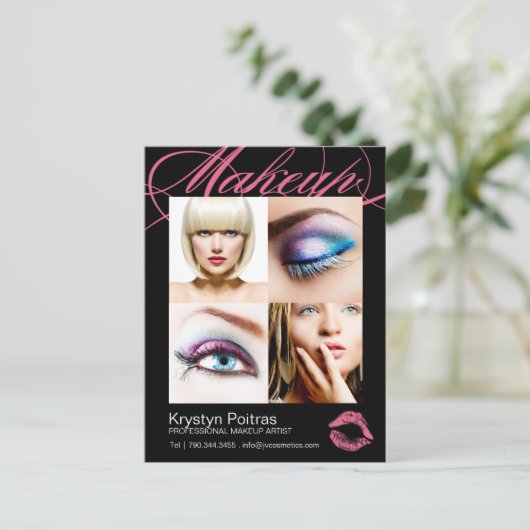 Makeup Artist Comp Card Postkarte (Stehend Vorderseite)