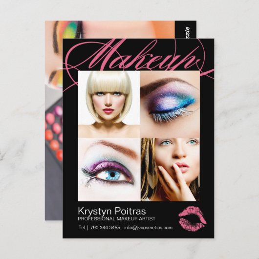 Makeup Artist Comp Card Postkarte (Vorne/Hinten)