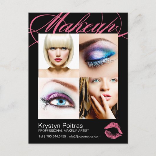 Makeup Artist Comp Card Postkarte (Vorderseite)