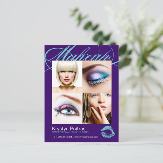 Makeup Artist Comp Card Postkarte (Stehend Vorderseite)