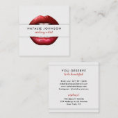 Makeup artist cool 3D red lips moderne graue Beaut Quadratische Visitenkarte (Vorne/Hinten)