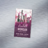 Makeup Artist Cosmetican - Pink Beauty Glitzer Magnetische Visitenkarte (Beispiel)