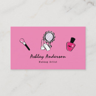 Makeup Artist Cosmetics Bright Pink Business Card Visitenkarte