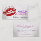 Makeup Artist Cosmetologin Red Lips Visitenkarte (Vorne/Hinten)