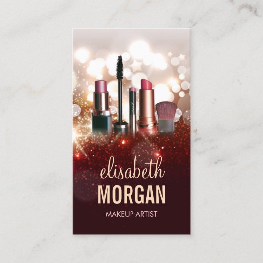 Makeup Artist Cosmetologin Shiny Glitzer Sparkle Visitenkarte (Vorderseite)