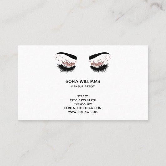 Makeup artist Crown Lashes Schönheitssalon Visitenkarte (Rückseite)