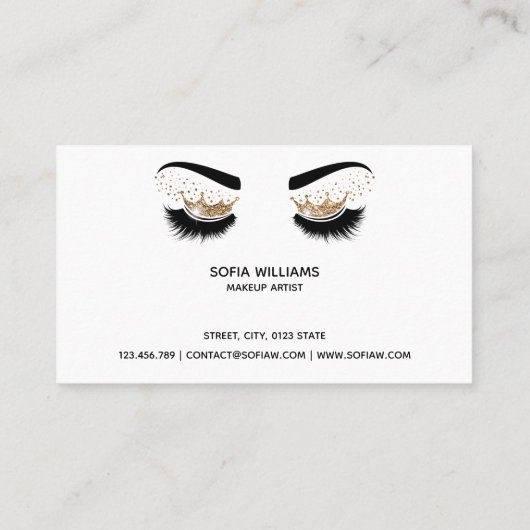 Makeup artist Crown Lashes Schönheitssalon Visitenkarte (Rückseite)