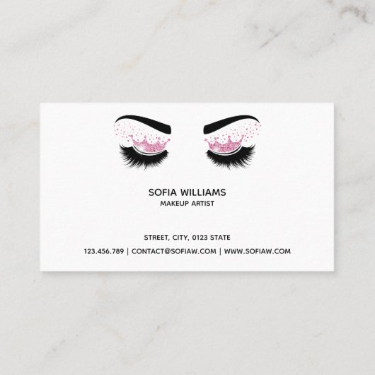 Makeup artist Crown Lashes Schönheitssalon Visitenkarte (Rückseite)