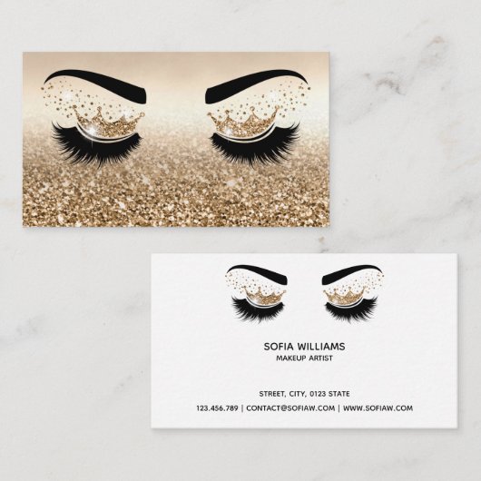 Makeup artist Crown Lashes Schönheitssalon Visitenkarte (Vorne/Hinten)