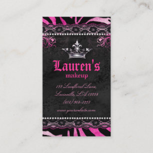 Makeup Artist Crown N Lace Zebra Red Pink Visitenkarte