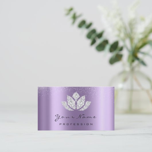 Makeup Artist Crystal Diamond Lotus Lila Funkelnd Visitenkarte (Stehend Vorderseite)