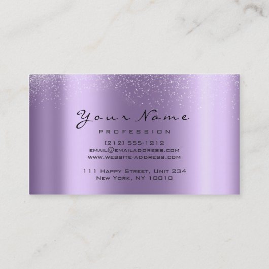 Makeup Artist Crystal Diamond Lotus Lila Funkelnd Visitenkarte (Rückseite)